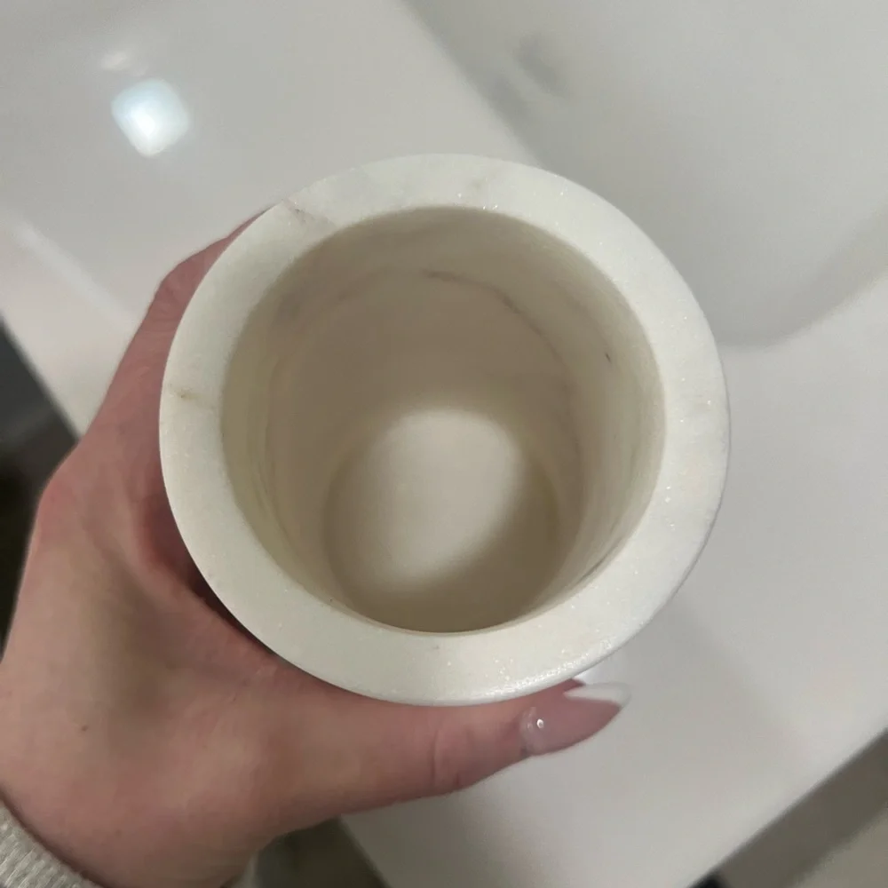 Pottery Barn Frost Marble Tray & Toothbrush Holder